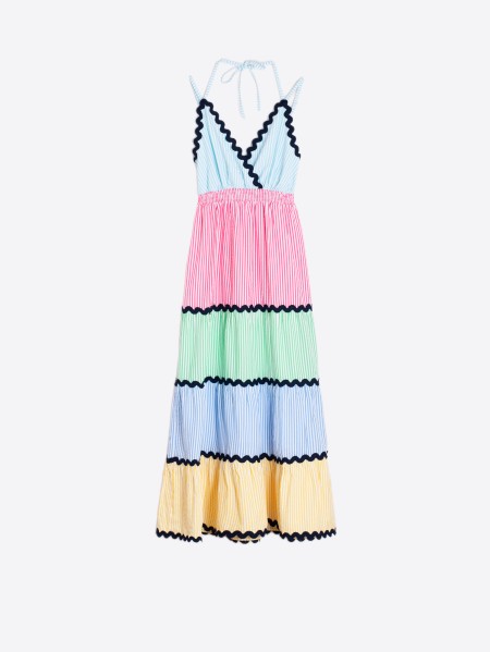 Kally Rayas Dress Seersucker with Rickrack Contrast