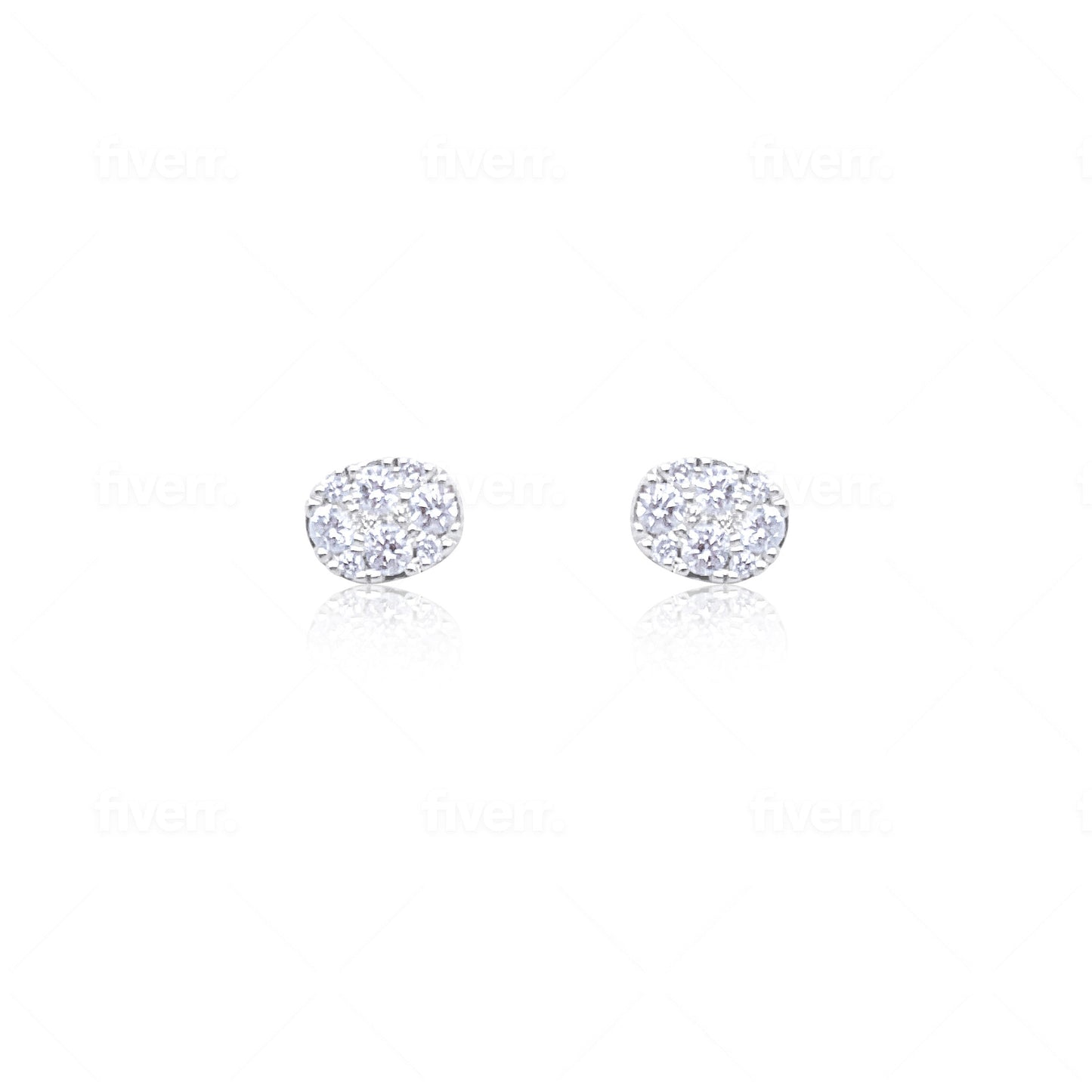 White Gold Oval Diamond Studs