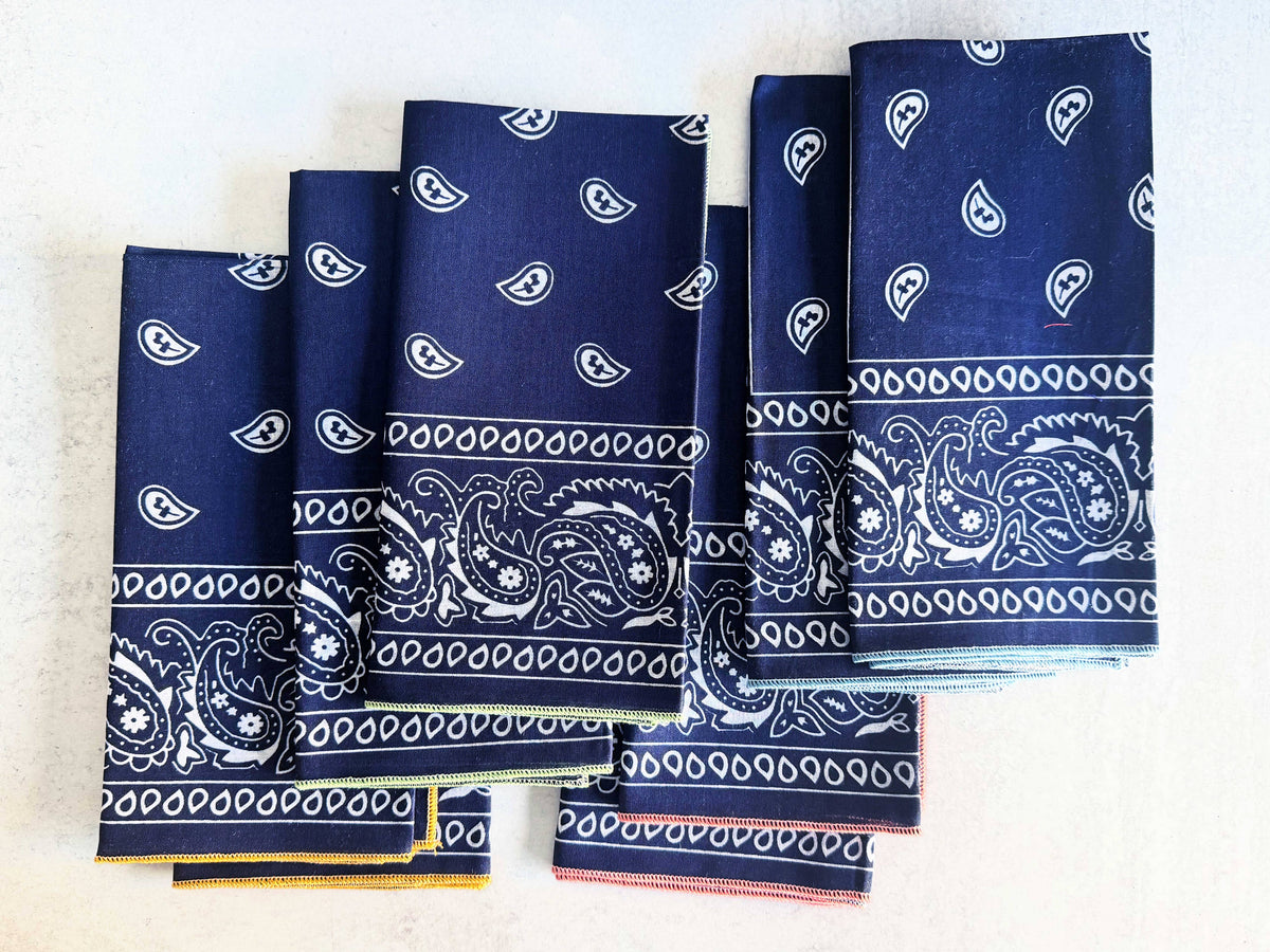 18" Bandana Cloth Napkins - Set of 4 - Navy