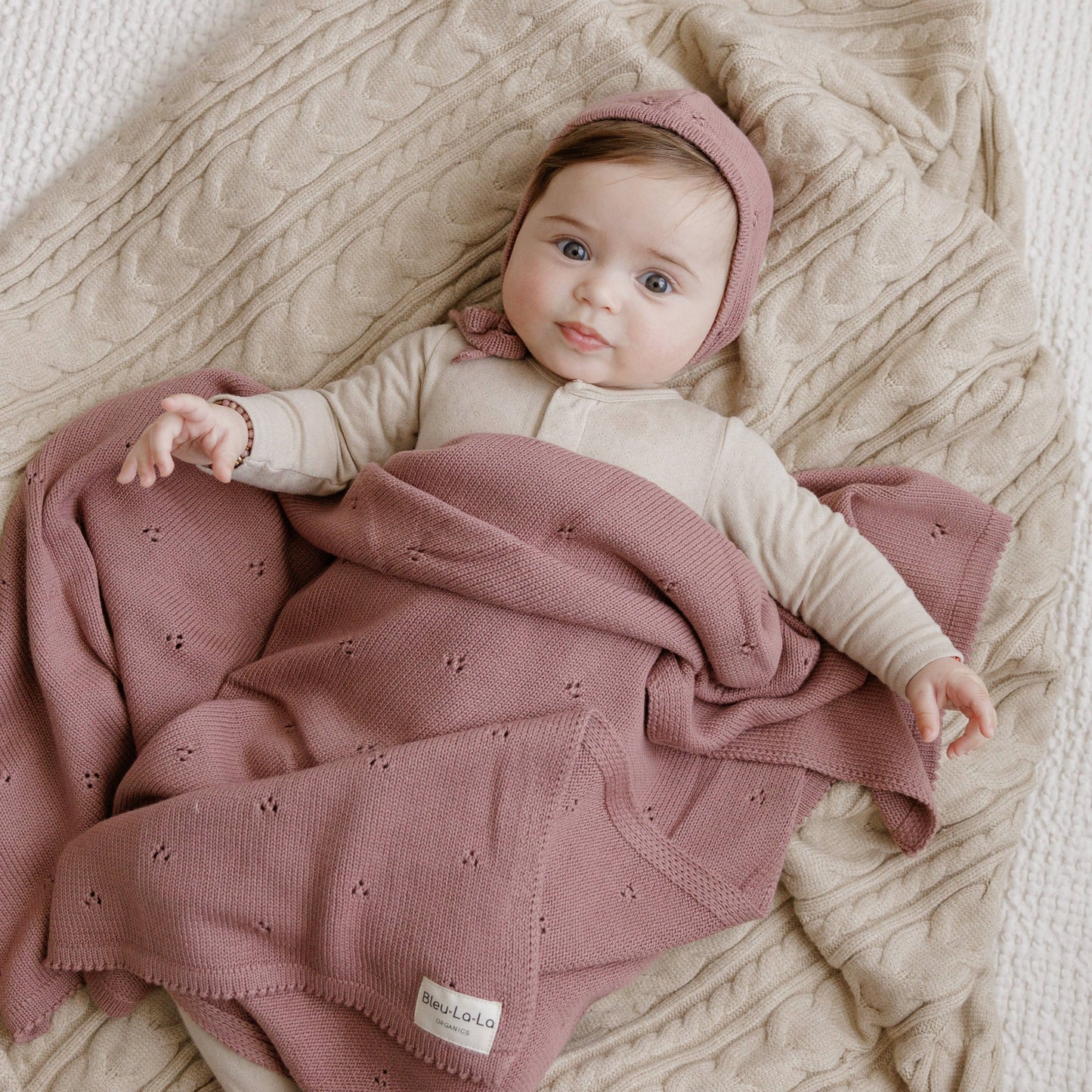 100% Organic Cotton Pointelle Swaddle Receiving Baby Blanket: Milk Chocolate