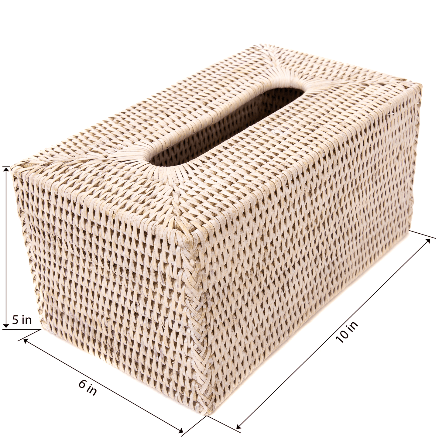 Rattan Rectangular Tissue Box Cover: Honey Brown