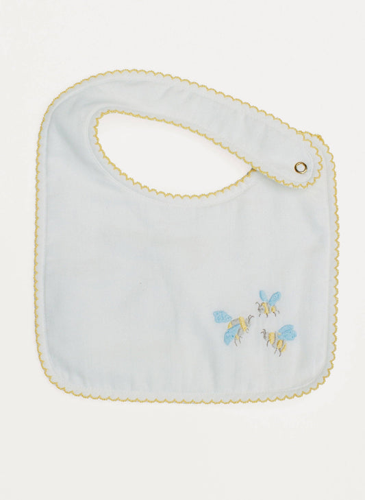 Bib - Embroidered Bee - White