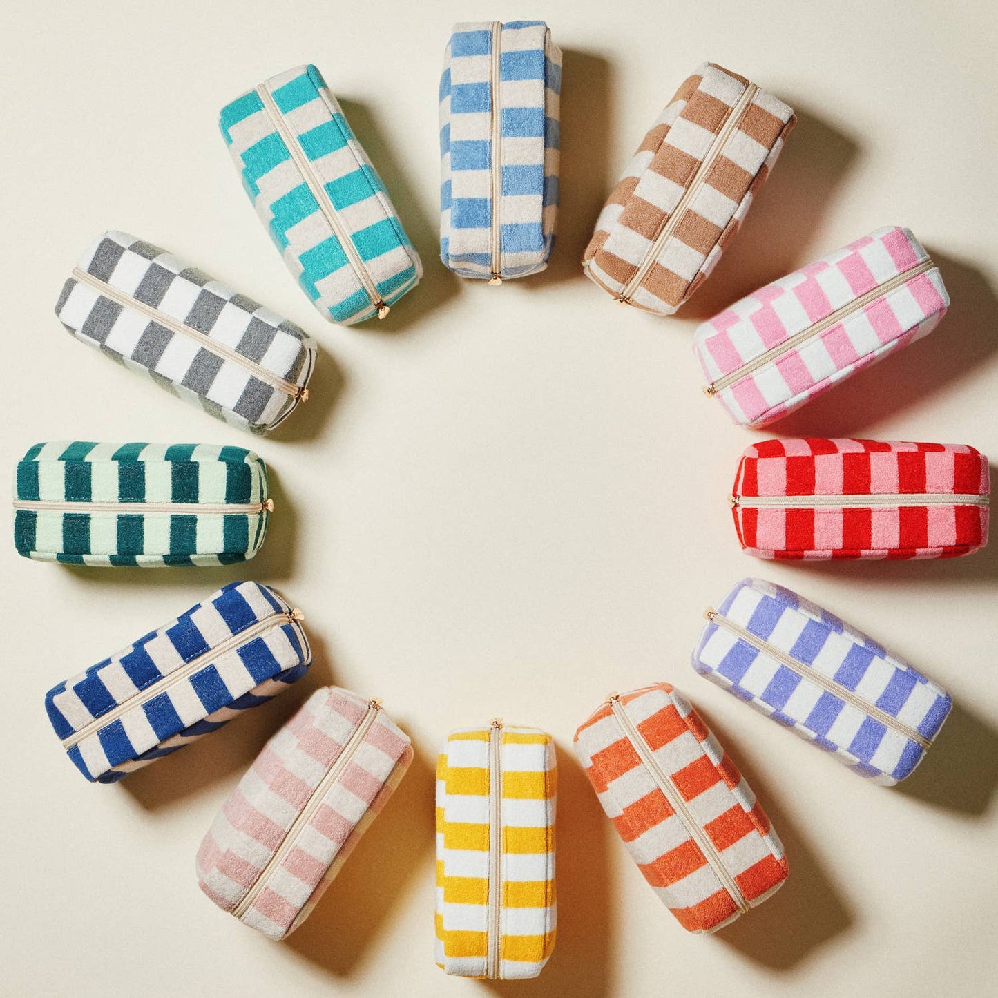 Striped Pattern Cosmetic Pouch Bag: Green