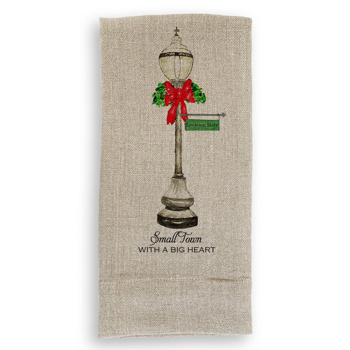 Hand Towel - Chargin Falls - Christmas Street Light - Natural