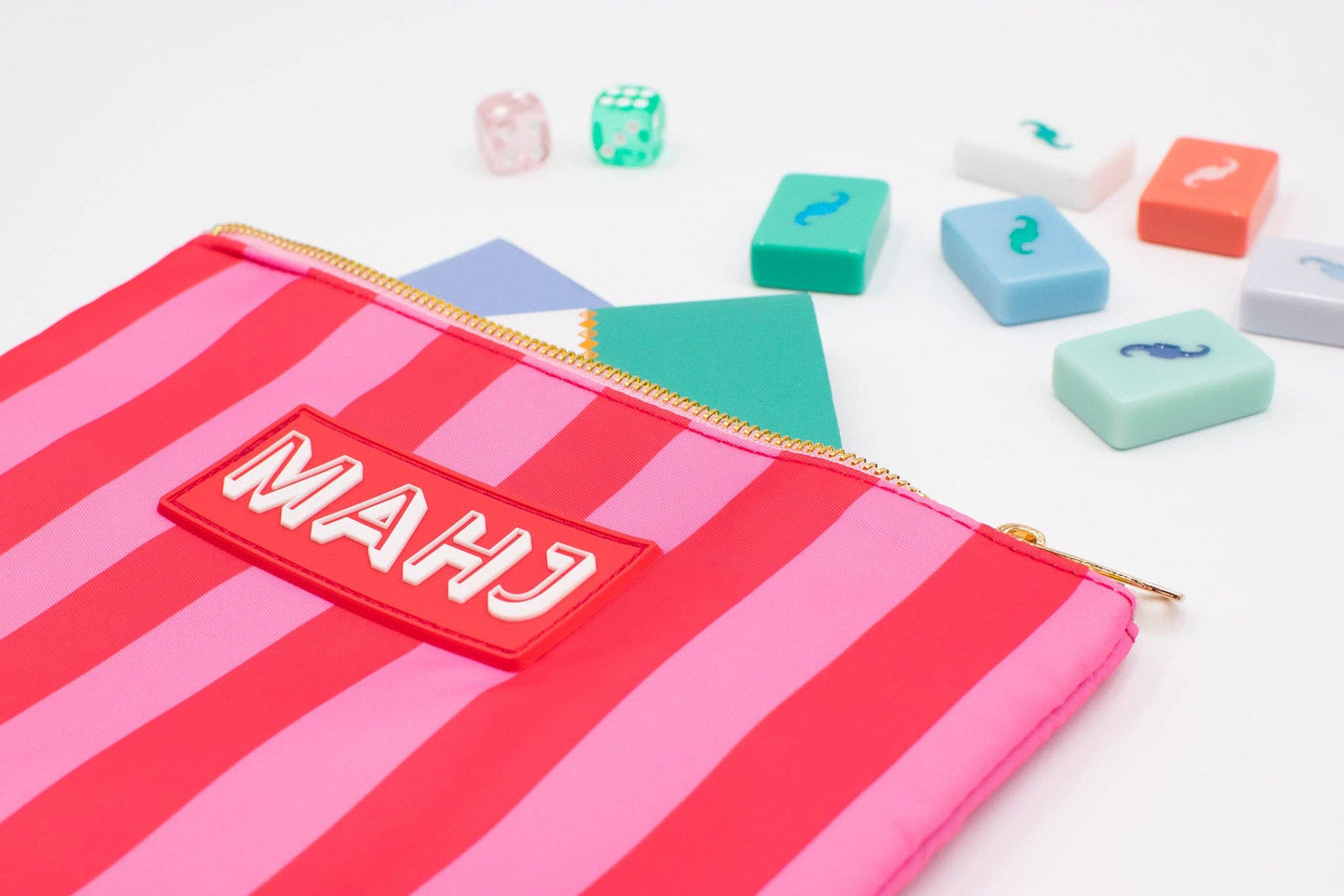 Premium Mahjong Card & Accessory Bag - Arrows- Red