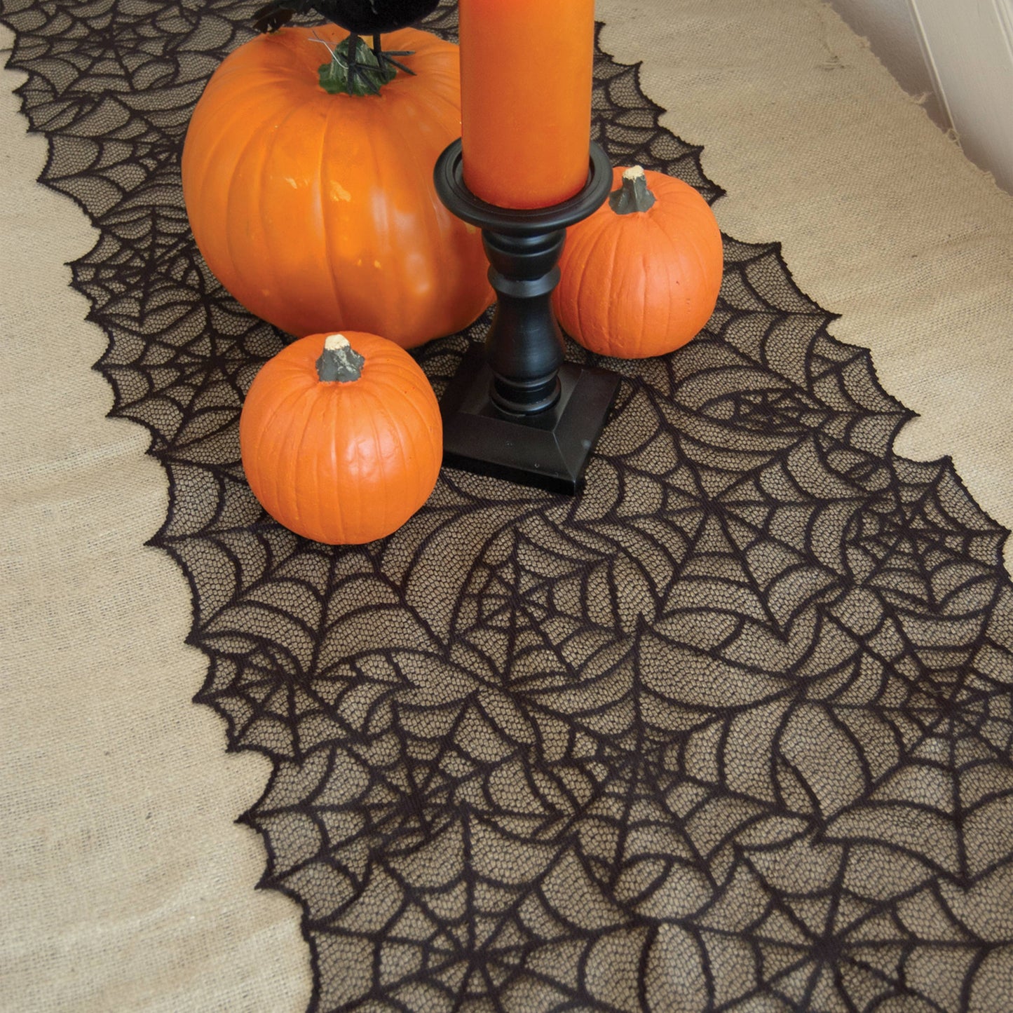 Table Runner - Halloween Spider Web - 20"x80"/Black