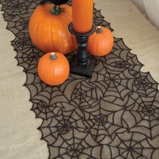 Table Runner - Halloween Spider Web - 20"x80"/Black