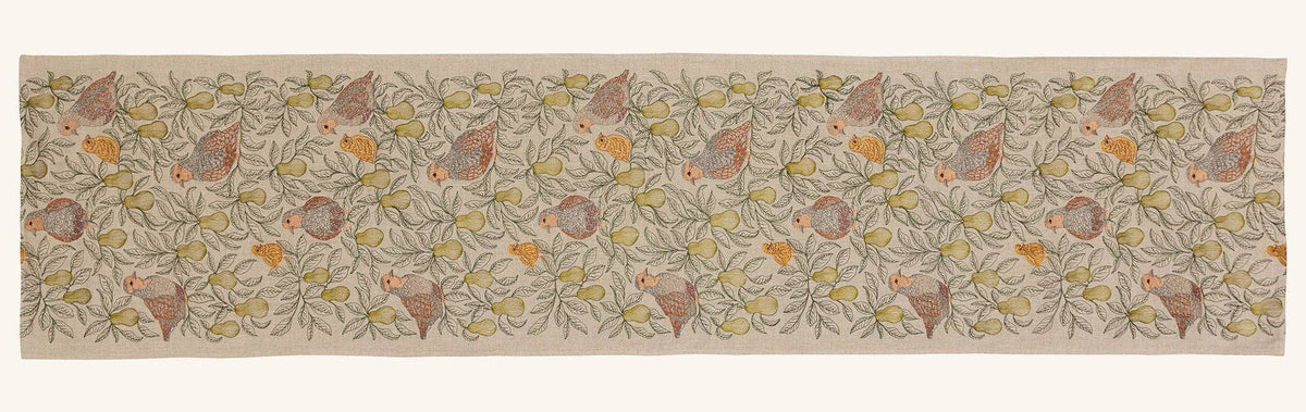 Partridge in a Pear Tree Table Runner: 76" × 18"
