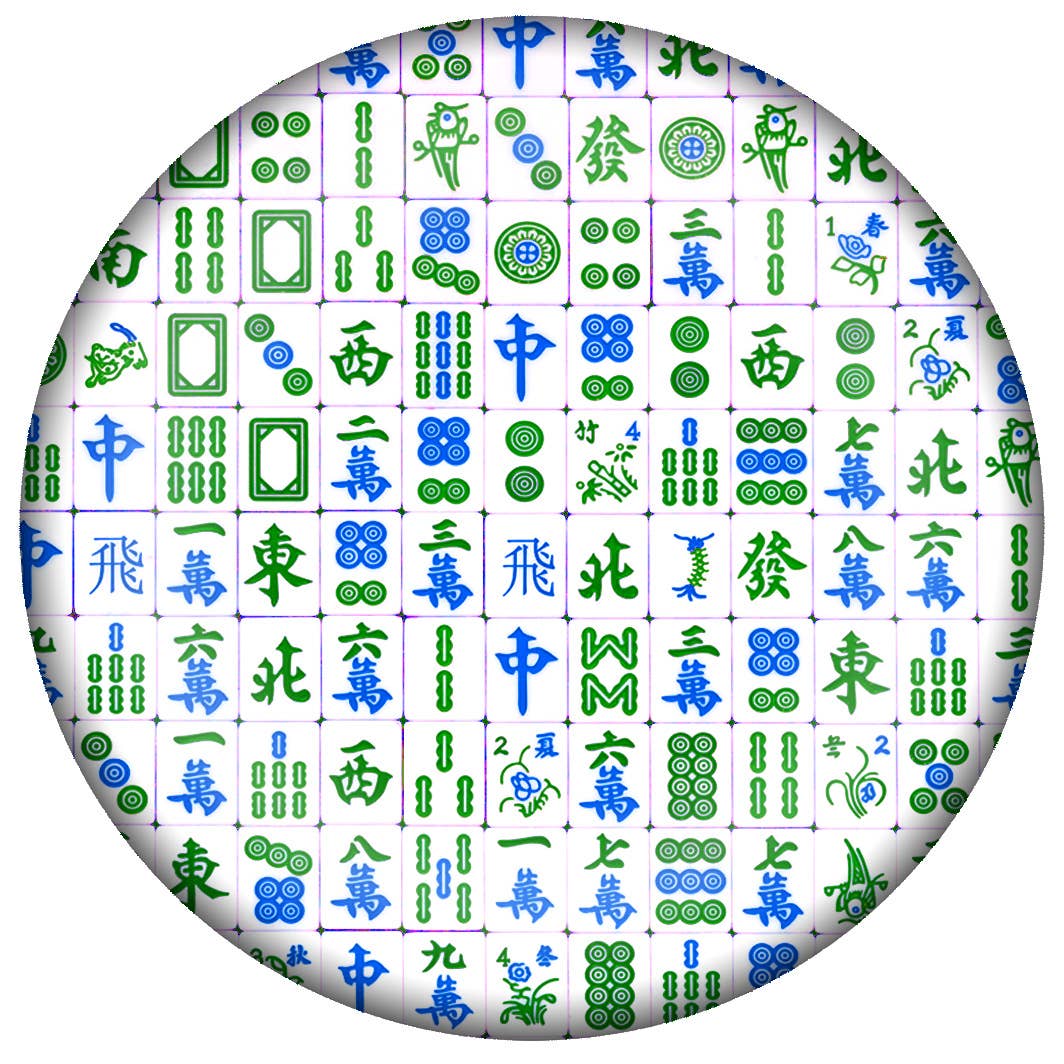 Paperweight - Blue and Green Mahjong - Oval