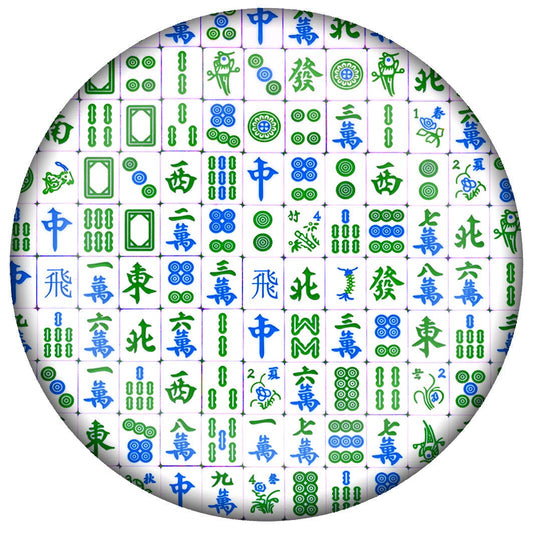 Paperweight - Blue and Green Mahjong - Oval