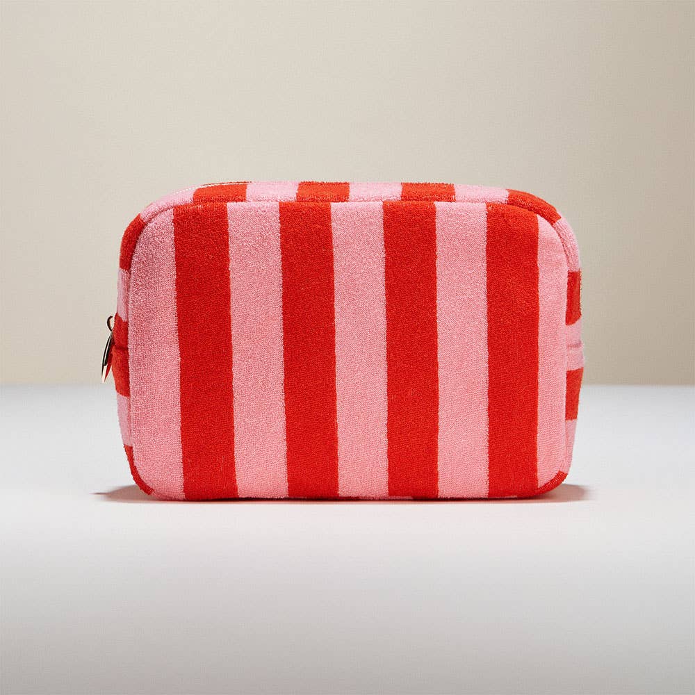 Striped Pattern Cosmetic Pouch Bag: Red