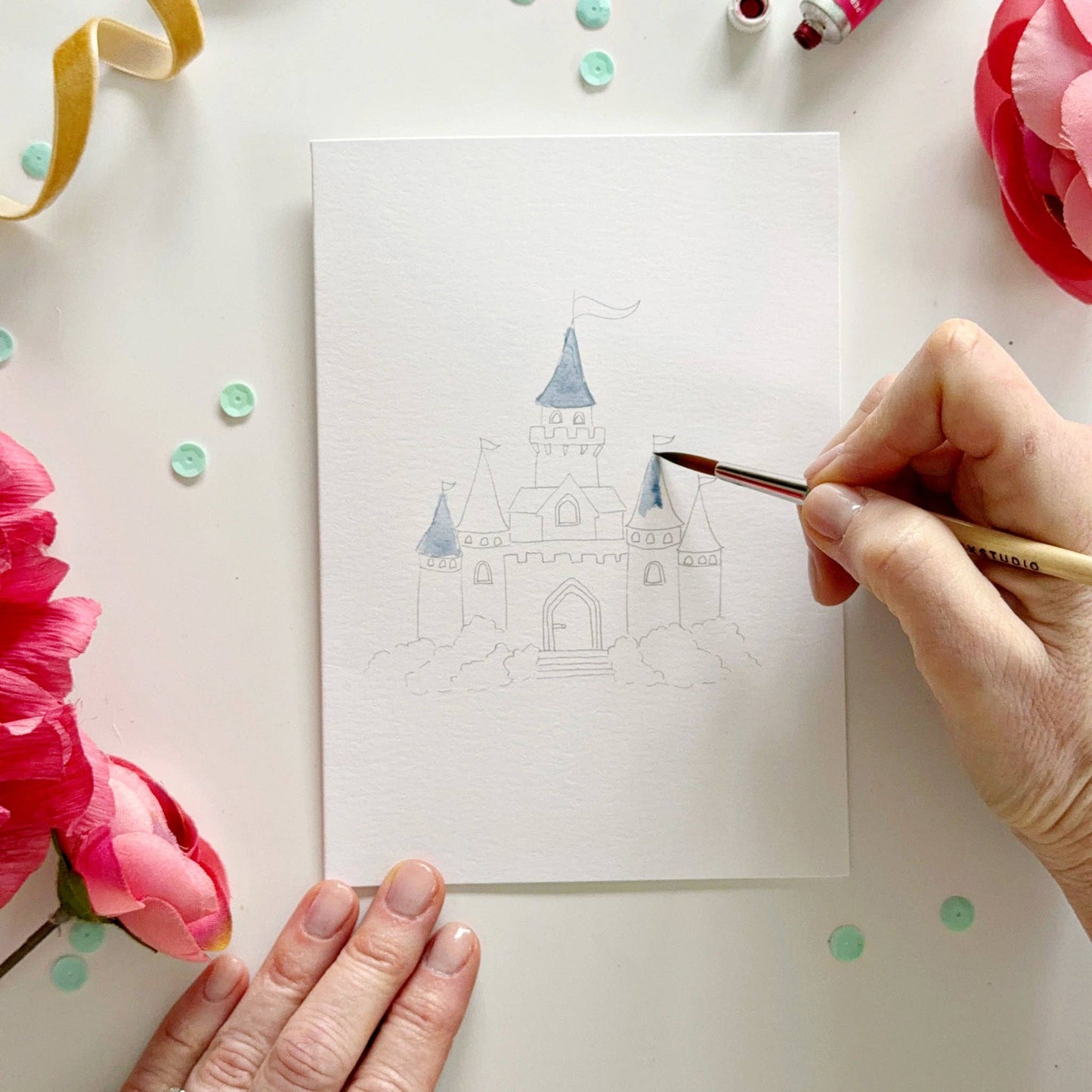 Set of 8 Paintable Notecards - Fairytale