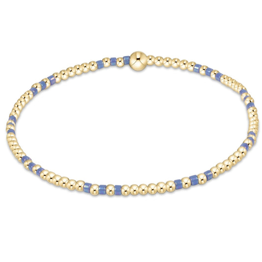 Hope Joy Pattern 2mm Bead Bracelet - Blue Metallic