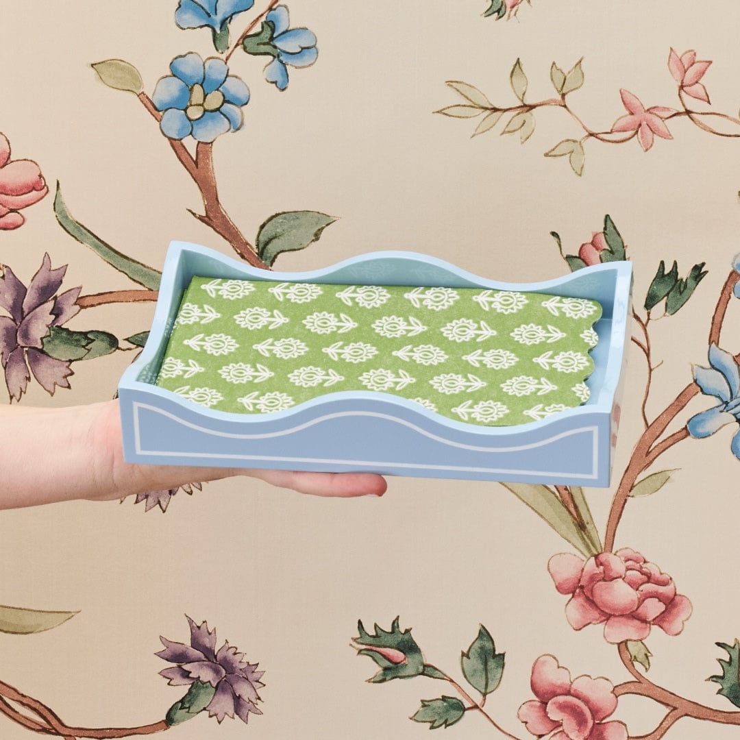 Lacquered Paper Guest Towel Tray - Hydrangea
