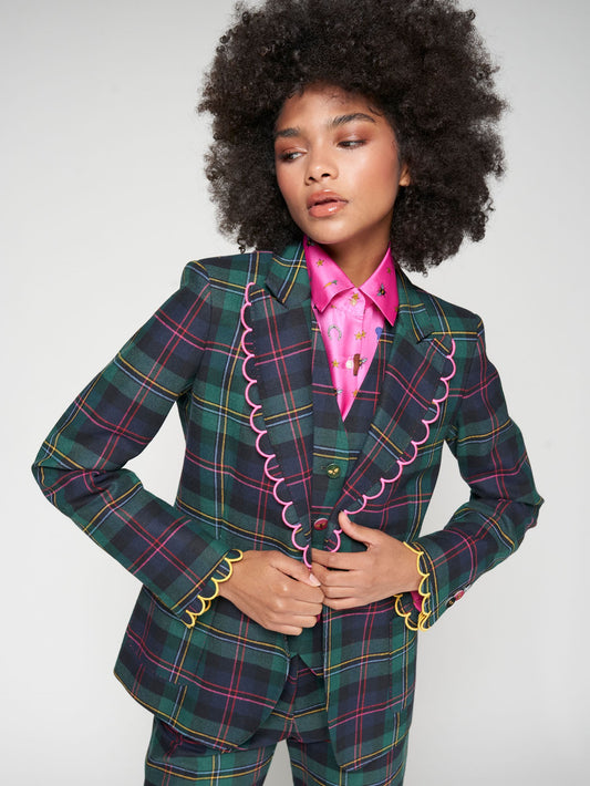 Jacket Hillary - Tartan with Scalloped Embroidery