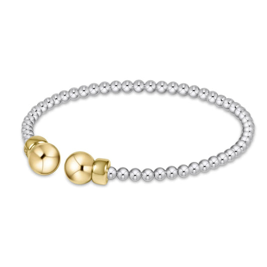 Classic Mixed Metal 3mm Bead Cuff - Gold