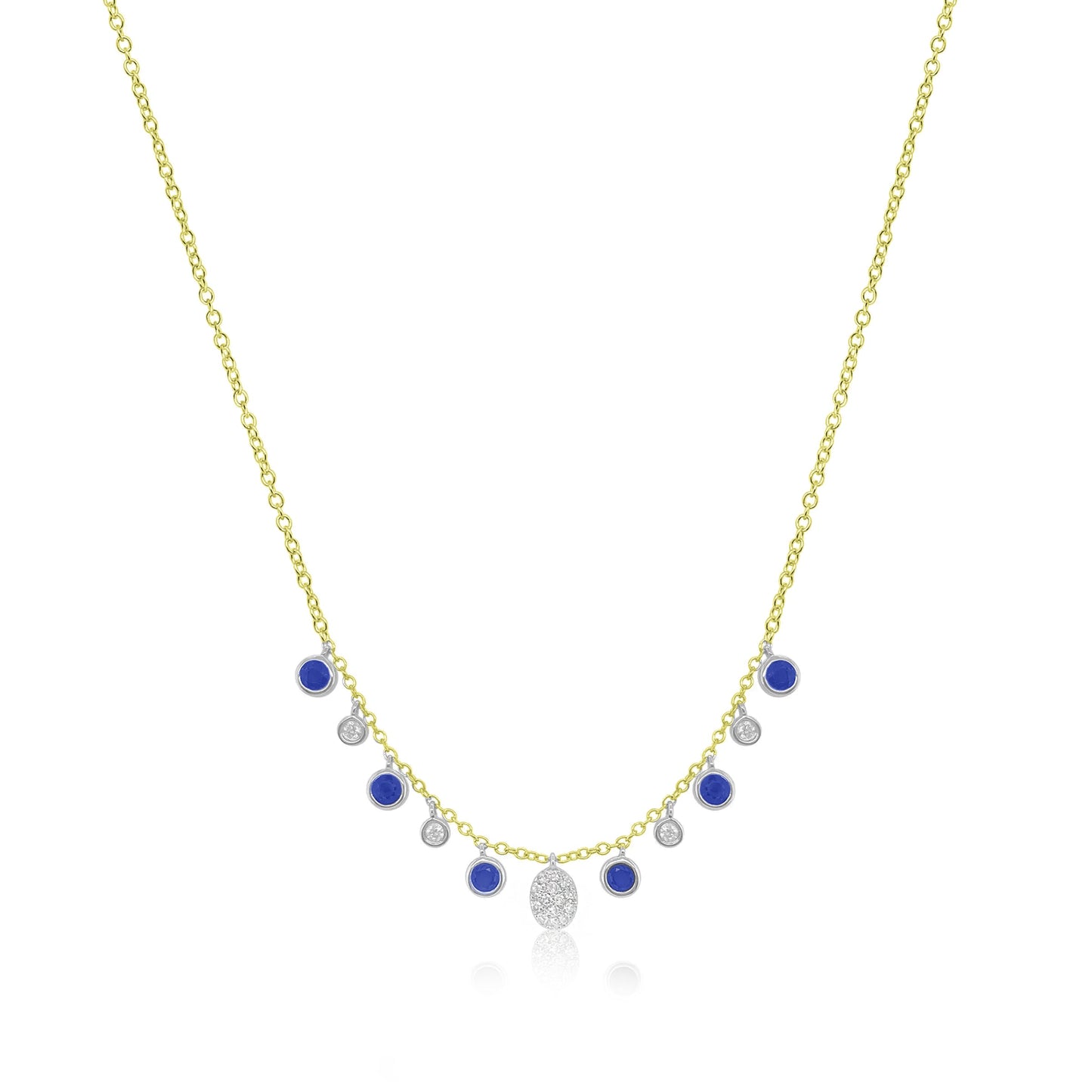 Blue Sapphire Diamond Fringe Layering Necklace