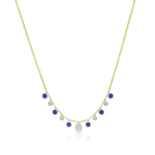 Blue Sapphire Diamond Fringe Layering Necklace