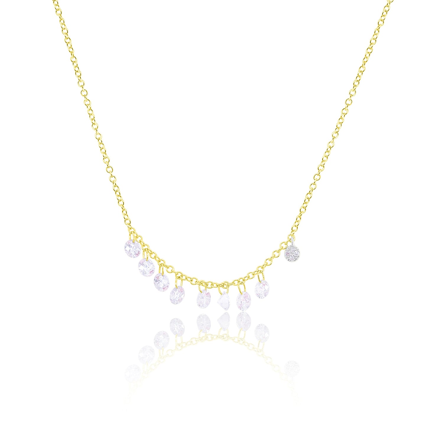 14k Yellow Gold Drilled Diamond Necklace