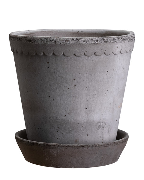 Helena Pot with Saucer - Raw Grey