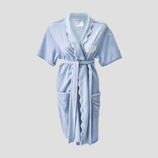 Women’s Short Scallop Lightweight Robe - Robins Egg
