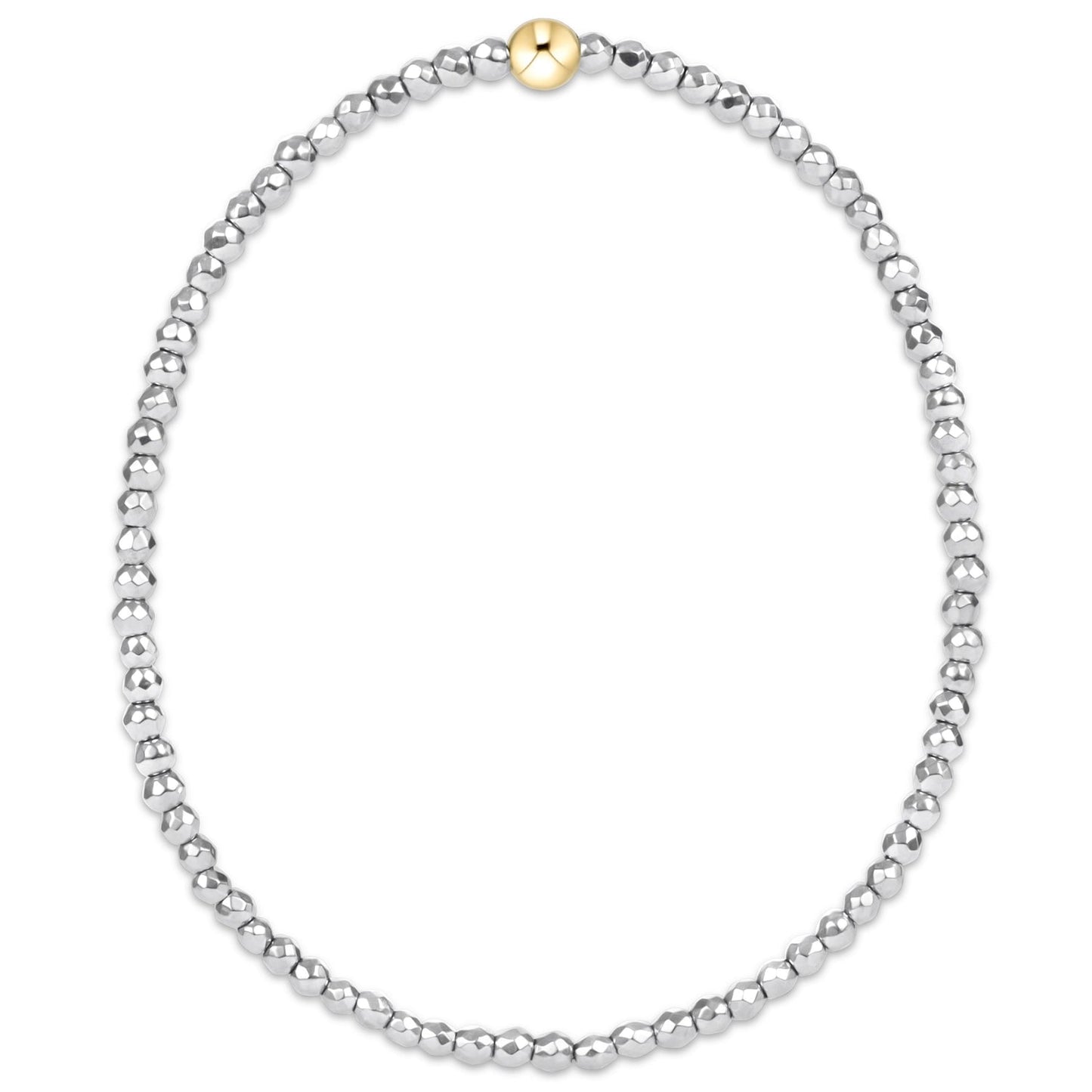 Silver Faceted Hematite Bead Bracelet -  2mm