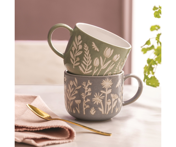 In the Meadow Green Tulip  Mug - 400ml