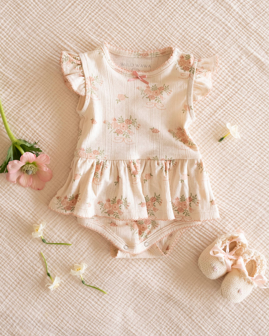 Pointelle Skirt Onesie - Parfait Pink
