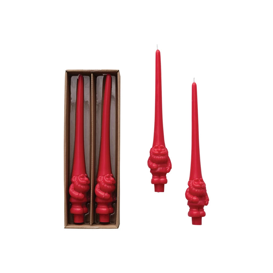 12" Set of 2 Gnome Shaped Taper Candles in Box