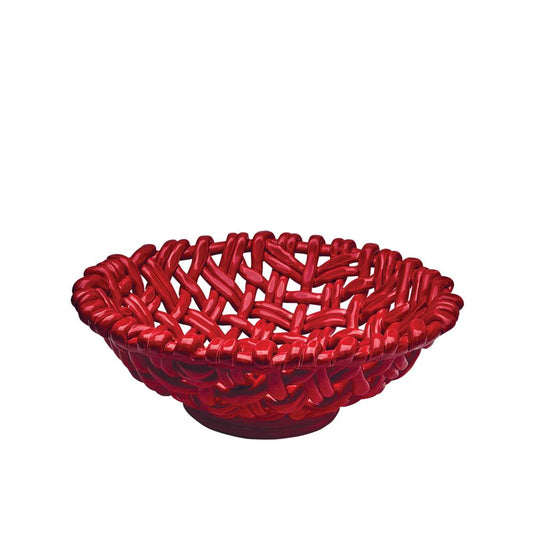 Round Woven Basket in Red