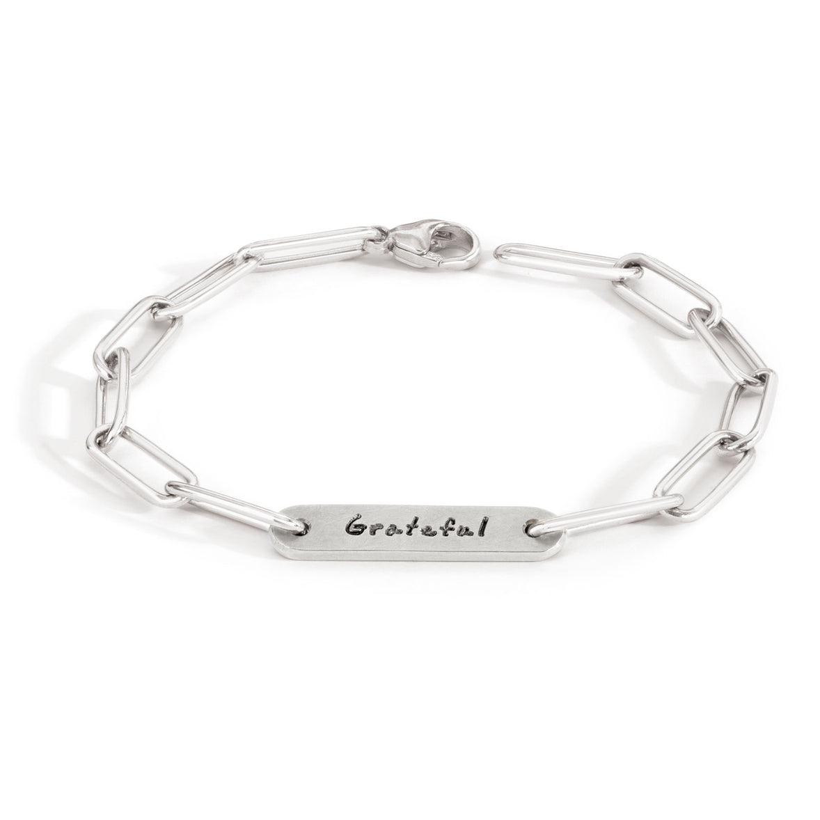 5.2mm Silver Grateful Flat Bar Bracelet