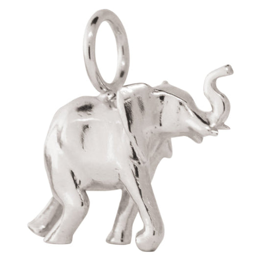 Silver Polished Elephant Sculptural Charm