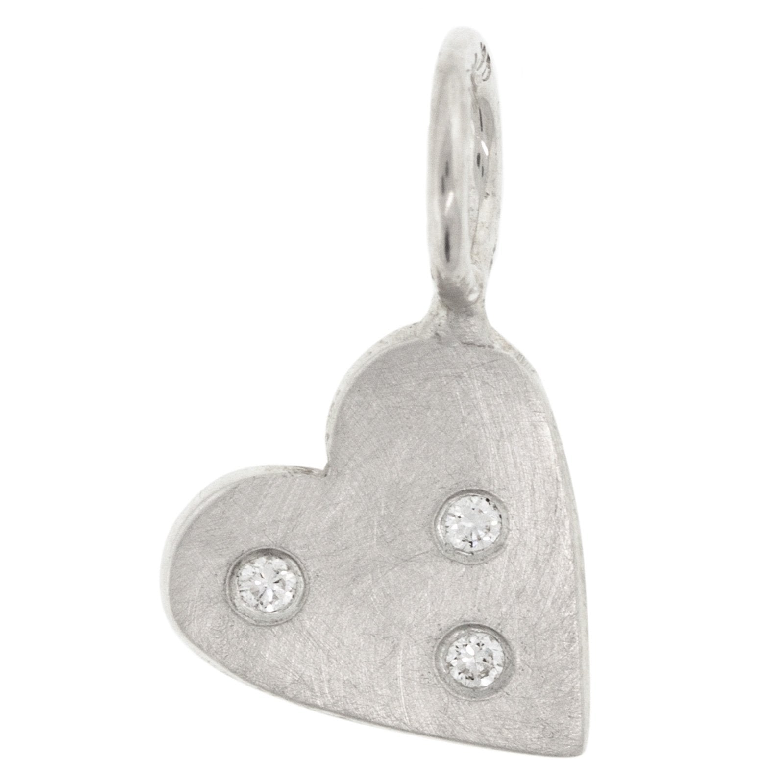 Sterling Silver Heart Charm with 3 diamonds