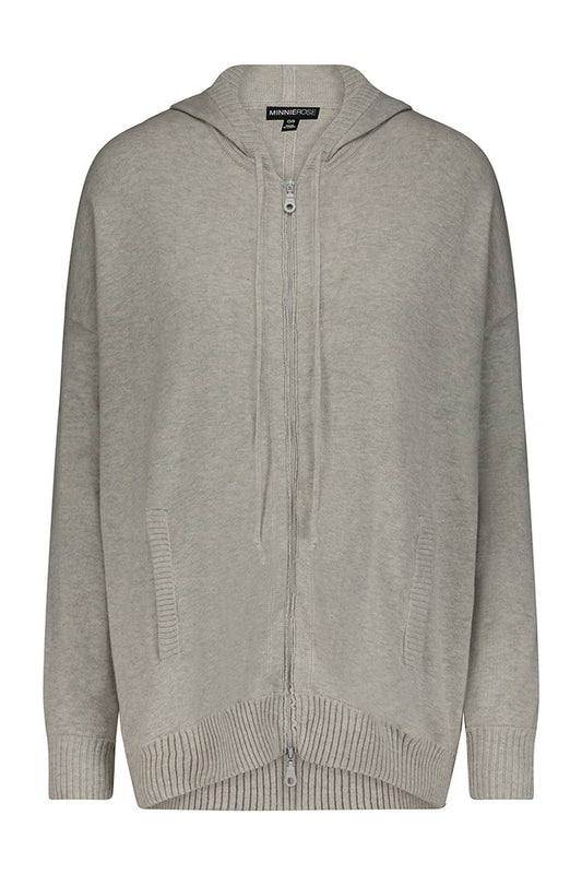 Cotton/Cashmere Oversized Zip Hoodie - Light Heather Grey