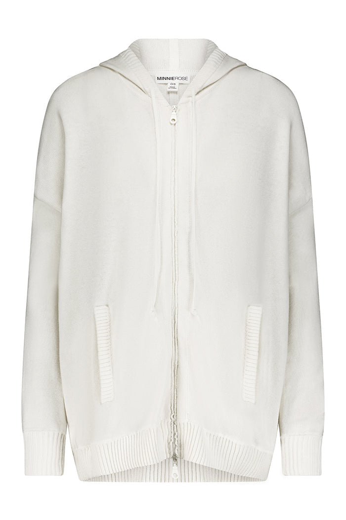 Cotton/Cashmere Oversized Zip Hoodie - White