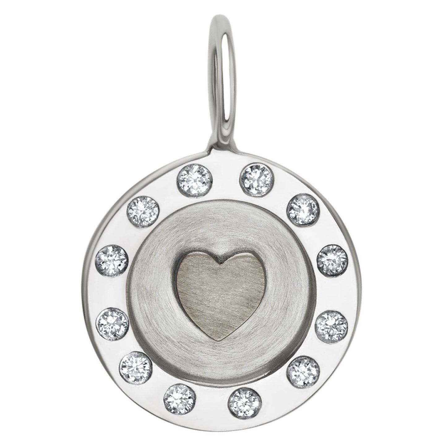 Sterling Silver Raised Heart Round Charm
