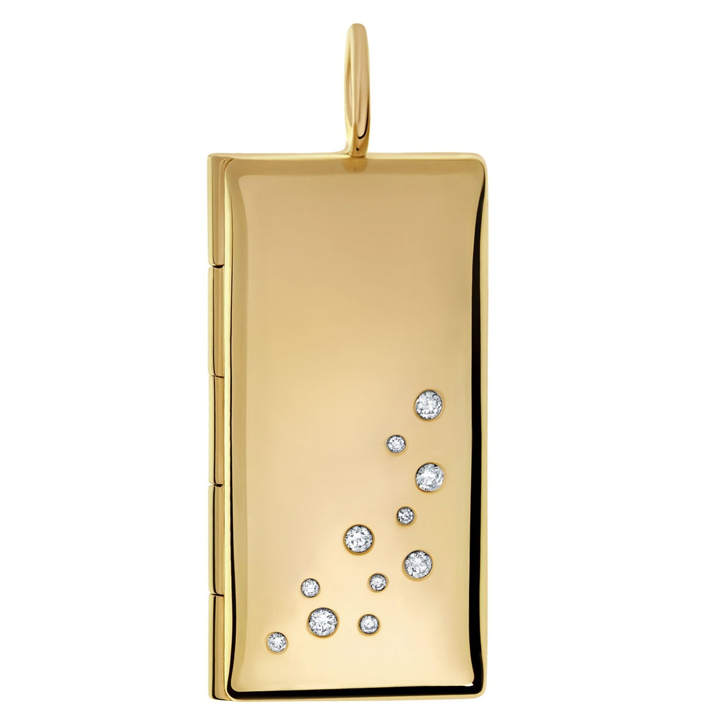 Gold Rectangular Locket with Diamonds + Personalized Page