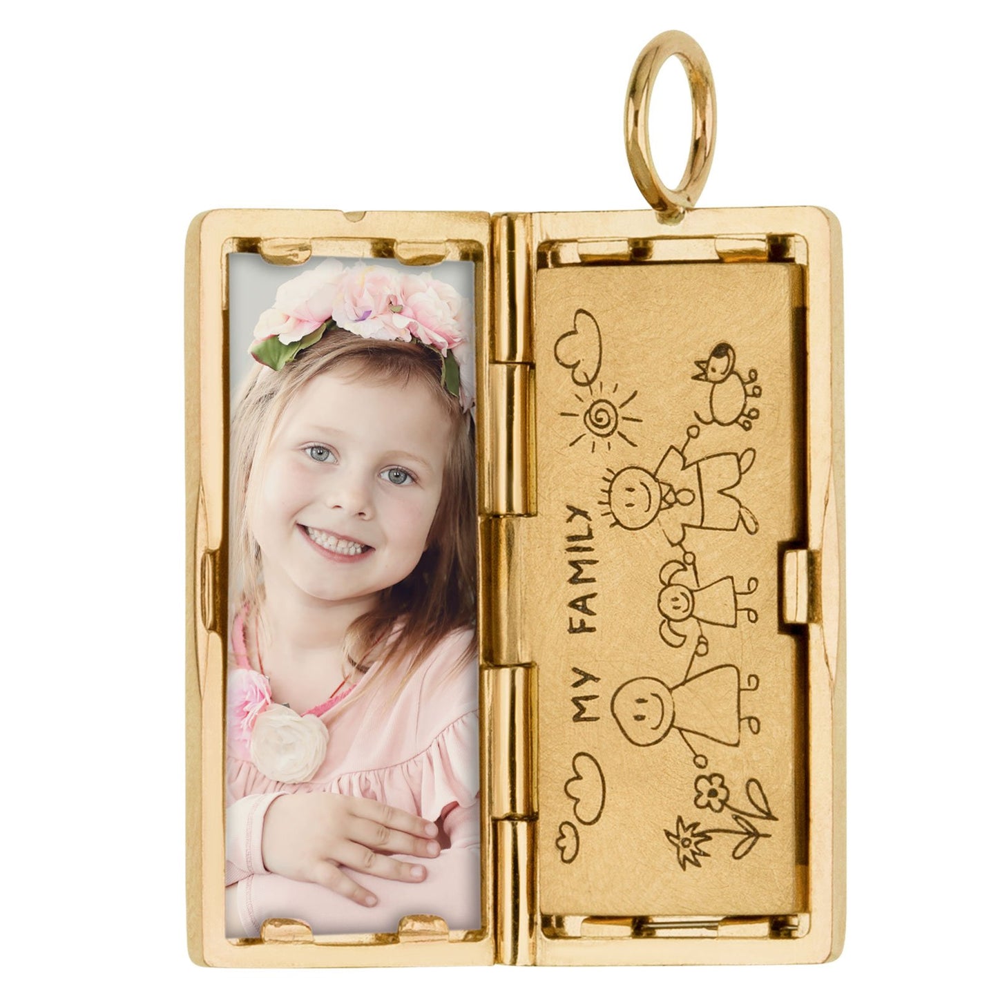 Gold Rectangular Locket with Diamonds + Personalized Page