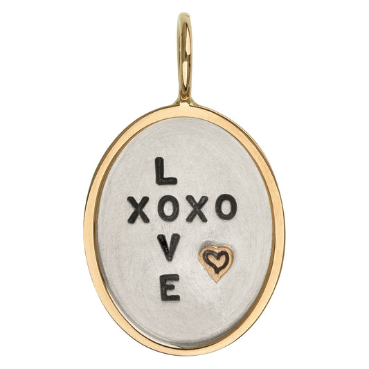 Sterling Silver Love XOXO Oval Charm