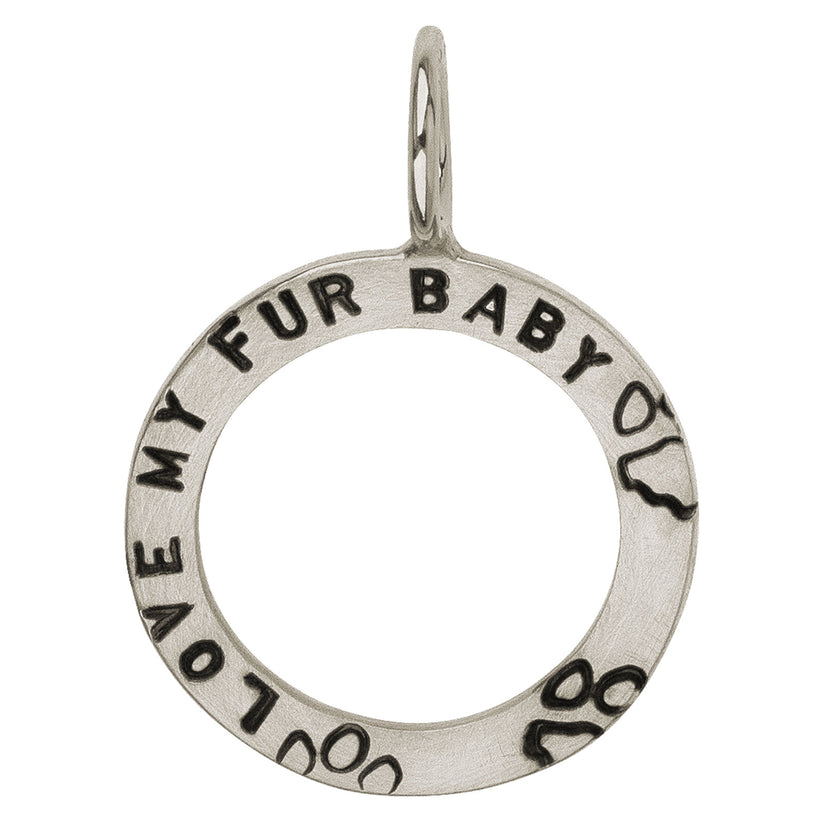 Silver Love my Fur Baby Open Circle Charm