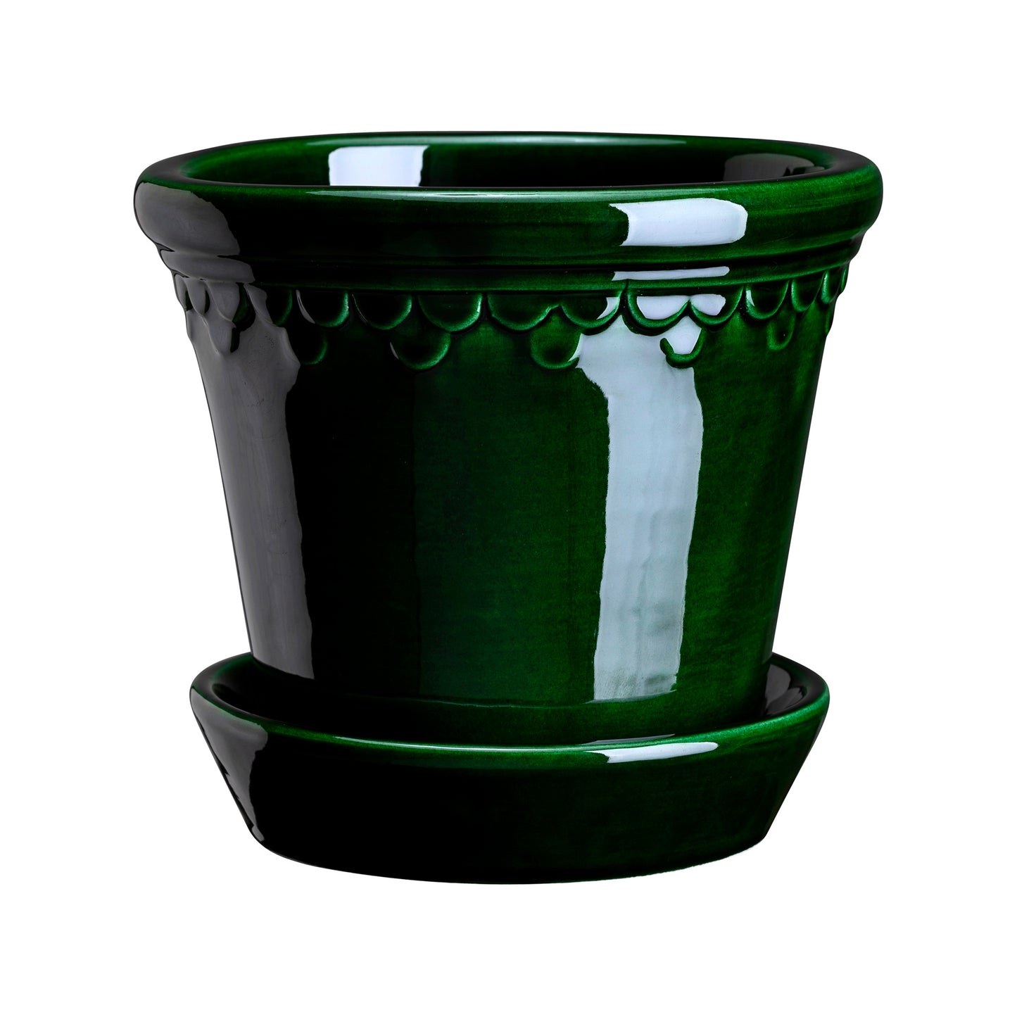 Københavner Pot with Saucer - Glazed Emerald Green