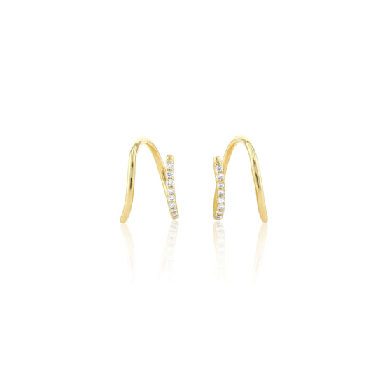 14k yellow gold diamond screw twist earrings