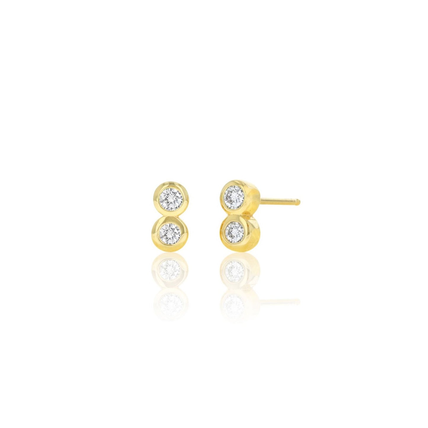 14k yellow gold duo diamond bezel studs