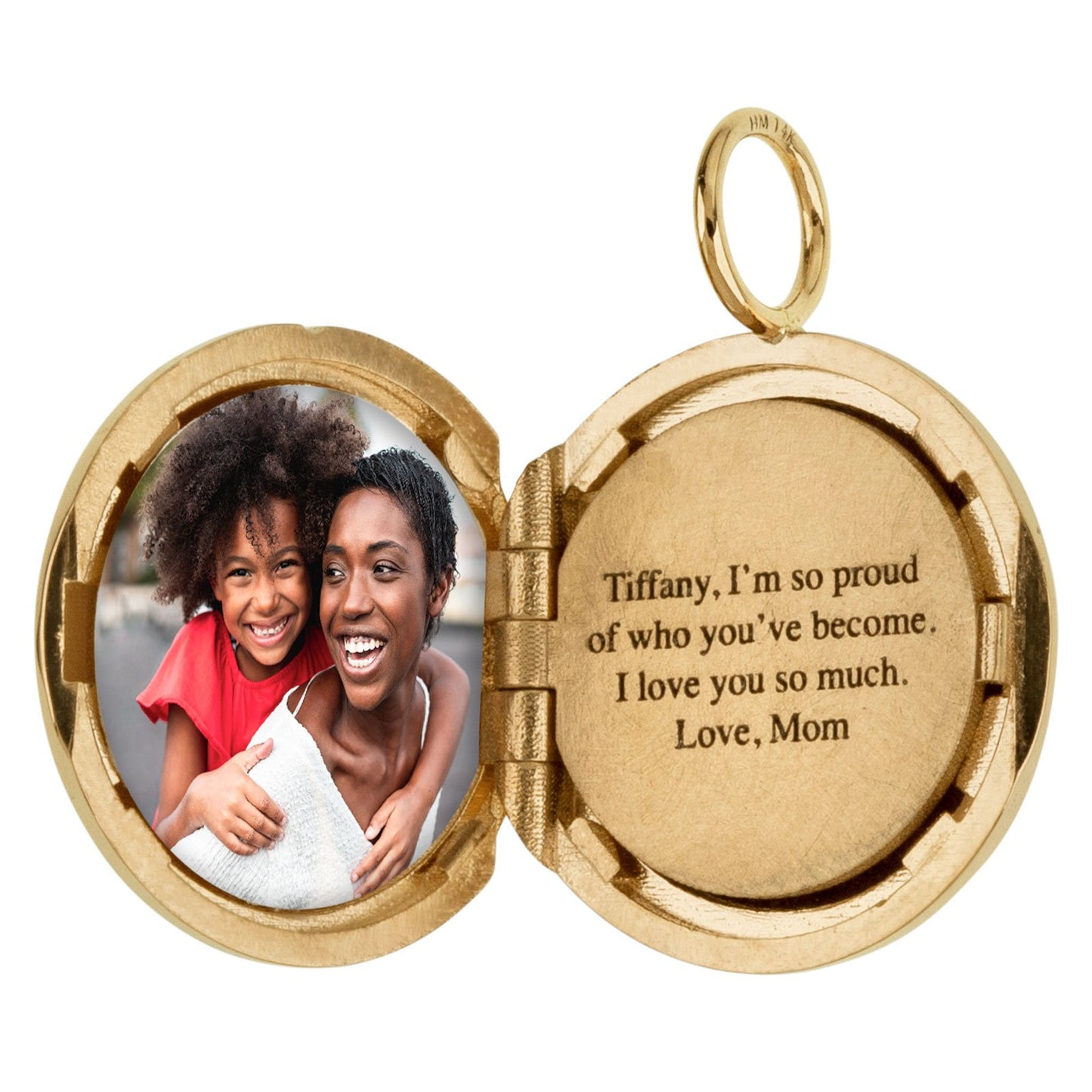 Gold Round Locket with Diamonds + Personalized Page