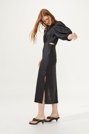Ios Linen Dress - Black