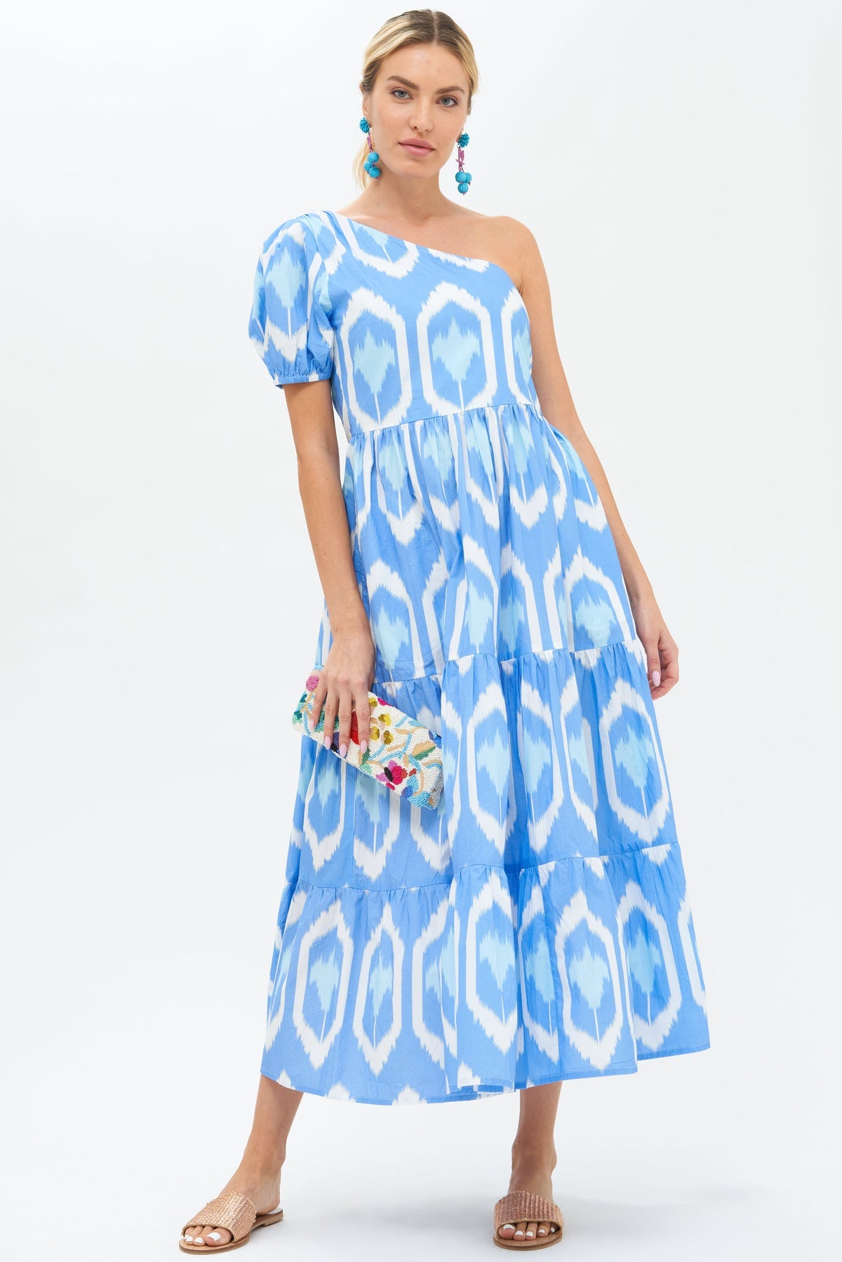One Shoulder Maxi Dress - Odisha Blue