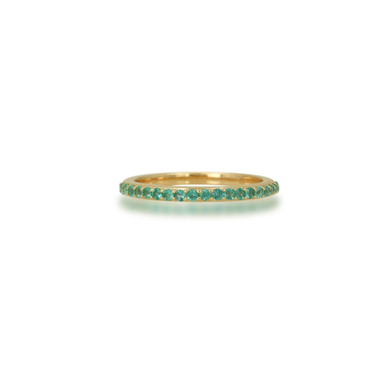 14k Yellow Gold Pave Emerald Ring