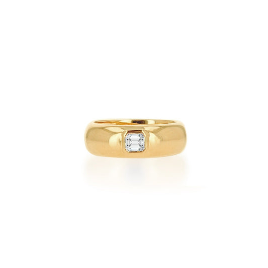 14k Yellow Gold Cut Diamond Domed Ring
