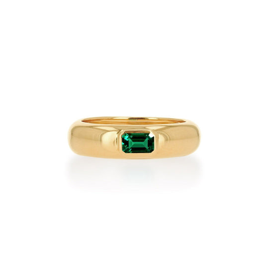 14k yellow gold Emeral Domed Band Ring