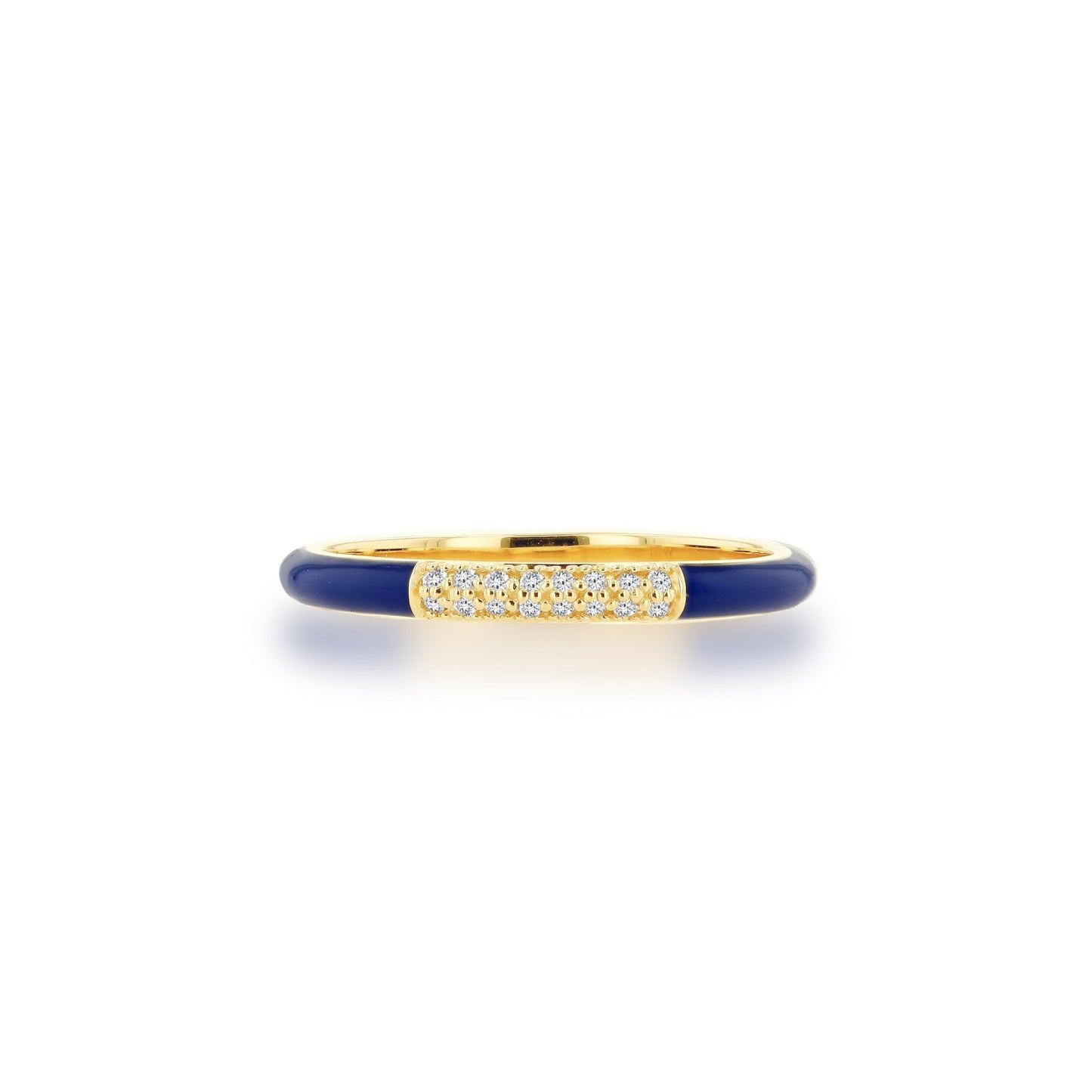 Navy Enamel and Pave Diamond Ring by Rachel Reid